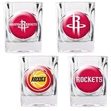 NBA Houston Rockets Four Piece Square Shot Glass Set (Individual Logos)