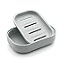 UVIVIU Plastic Soap Dish Container, Keeps Soap Dry,Easy Cleaning,Drain, Grey Blue