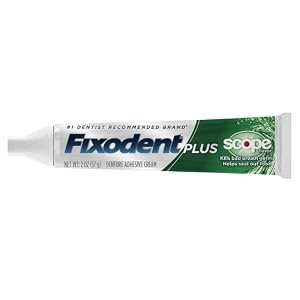 Fixodent Plus Scope Denture Adhesive Cream 2 Oz (Pack of 4)