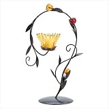 Amber Lotus Candleholder Light Iron Metal Glass Gift ~ Furniture Creations