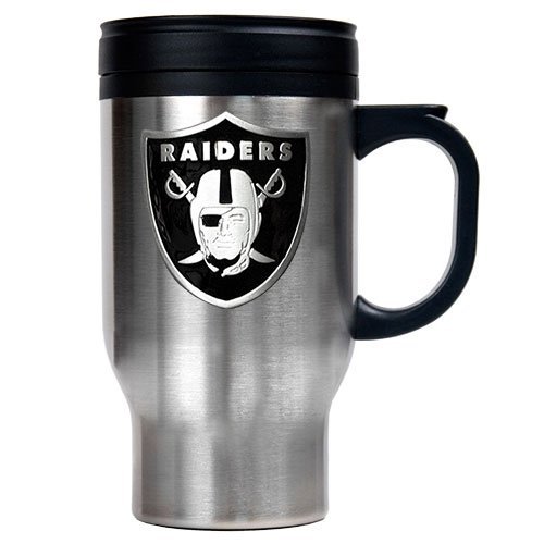 Oakland Raiders 16oz Stainless Steel Travel Mug  (Primary Logo)