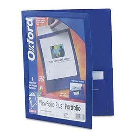 ViewFolio Plus Polypropylene Portfolio, 50-Sheet Capacity, Blue/Clear