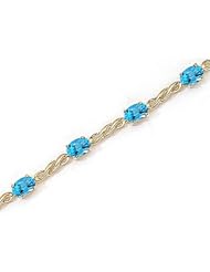 14kt Yellow Gold Oval Blue Topaz Bracelet.