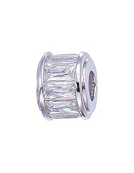 Zable (tm) Sterling Silver Baquette CZs Pandora Compatible Bead / Charm