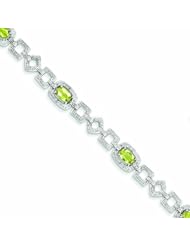 Genuine .925 Sterling Silver Diamond & Peridot Bracelet 11.6 Grams . 100% Satisfaction Guaranteed.
