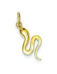 14K Yellow Gold Snake Reptile Charm Pendant