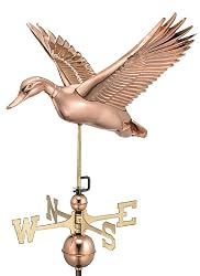 27" Luxury Polished Copper Flying Duck Weathervane