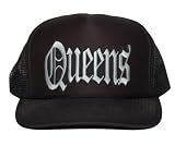 Vintage Queens New York Trucker Mesh Hat - Black Text