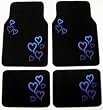Blue Hearts Front & Rear Carpet Car Truck SUV Floor Mats