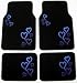 Blue Hearts Front & Rear Carpet Car Truck SUV Floor Mats
