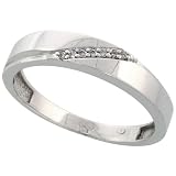 10k White Gold Men's Diamond Band, w/ 0.04 Carat Brilliant Cut Diamonds, 3/16 in. (4.5mm) wide