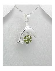 Dolphin CZ Pendant Necklace In 92.5 Sterling Silver