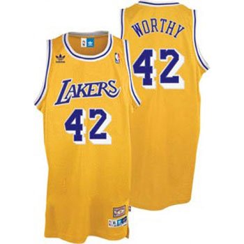 James Worthy Lakers Adidas Gold Throwback Jersey - Size 48 - Medium