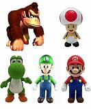 Nintendo Super Mario Bros - Donkey Kong, Toad, Yoshi, Luigi & Mario 5 Figures - Video Game Toys