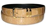 CROC CAMEL YELLOW Bonded Leather Belt Gold-Tone Buckle Regular