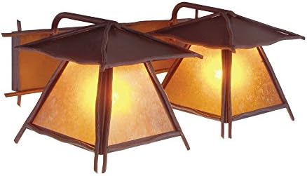 Steel Partners Lighting 9517-B BUNDLE of STICKS - Twin Prairie Vanity with Amber Mica Lens, Black Finish