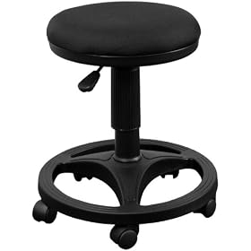 Black Ergonomic Stool with Foot Ring [WL-905DG-GG] by Office Furniture in a Flash