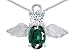 Original Star K(tm) Angel Of Love Protection Pendant Made With Oval 8x6mm Simulated Emerald in .925 Sterling Silver