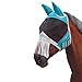Shires Fine Mesh Fly Mask with Nose Fringe, Teal, Full