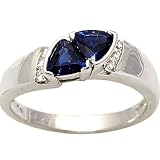 14K White Gold Sapphire and Diamond Ring