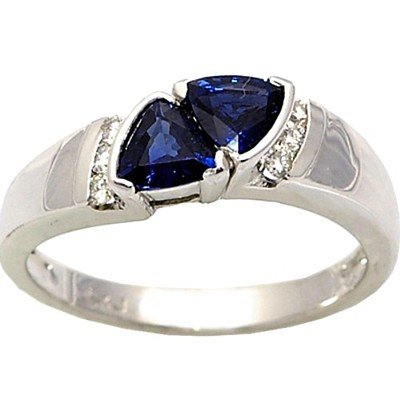 14K White Gold Sapphire and Diamond Ring
