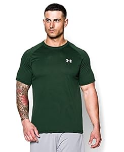 [Men's UA TechTM Shortsleeve T-Shirt Tops by Under Armour Forrest Green/white, medium