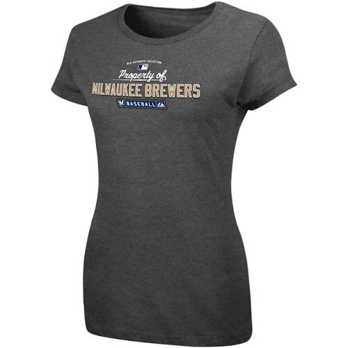 Majestic Milwaukee Brewers Ladies Charcoal Property Of T-shirt (Large)