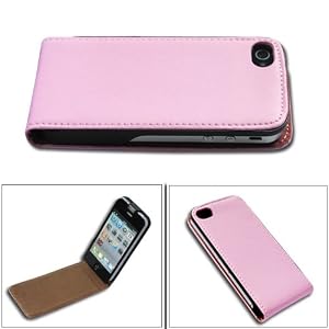 High Quality Flip Leather Case Cover for Apple iPhone 4 4G 4S AT&T and Verizon Pink