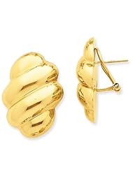 14k Yellow Gold Polished Fancy Omega Back Post Earrings. Metal Wt- 6.63g