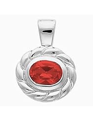 14K White Gold Oval Cut Chatham Created Ruby Pendant -- LIFETIME WARRANTY