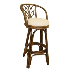 Indoor Swivel Rattan & Wicker 30 Bar Stool w  Cushion by Hospitality Rattan - Antique... by Hospitality Rattan