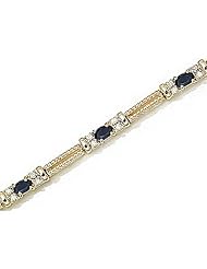 14kt Yellow Gold Oval Blue Sapphire and Diamond Bracelet