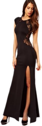 Kawen Women's Slim Long Maxi Lace Party Dress Slit Evening Gown Cocktail Elegant