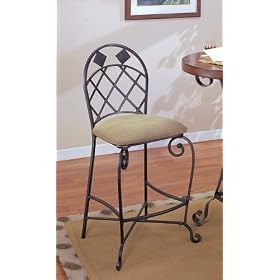 Set of 2 Brushed Gold Finish Metal Bar Stools - 29 Seat Height by visiondecor Furniture