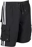 Mens Solid Color Double Contrast Stripe Skate Surf Board Short / Swim Trunks - ( 3 Colors )