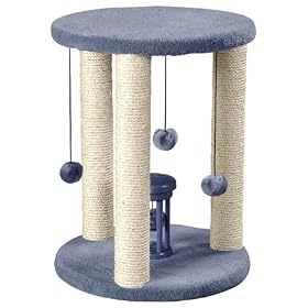 Sisal Duplex Triple Scratching Post with Toys : Color BLUE