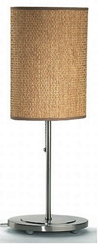 Lite Source LS-2051PS/RATT Rattan Table Lamp, Polished Steel with Rattan Shade
