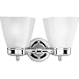 Progress Lighting P3241-15 2-Light Wall Sconce with Etched Opal Glass, Polished Chrome