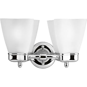 Progress Lighting P3241-15 2-Light Wall Sconce with Etched Opal Glass, Polished Chrome