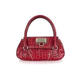 Guess Hayworth - Croc Stamped Eco-Leather Mini Evening Bag Red