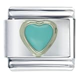 Heart Aqua Italian Charms Bracelet Link