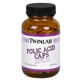 TwinLab Folic Acid Caps, 800 mcg, 200 Capsules (Pack of 3)