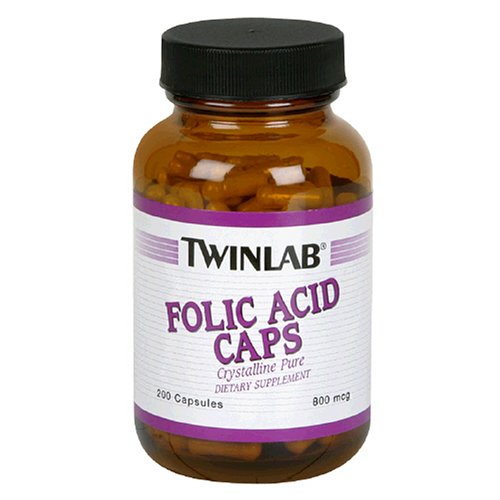 TwinLab Folic Acid Caps, 800 mcg, 200 Capsules (Pack of 3)