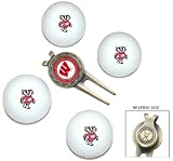 Wisconsin Badgers 4 Golf Ball Divot Tool/Ball Marker Gift Set - Golf
