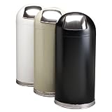 Safco(R) Dome-Top Receptacle With Push-Door Lid, 15 Gallons, Black