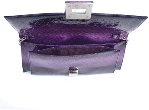 Dasein Women's Patent Snake Skin Clutch Evening Purse Bag w/ Twist Lock -Purple