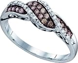 10k White Gold Ring 0.21 ct Diamond Luscious Swirls of Chocolate & White Color Scheme Remarkable Clarity