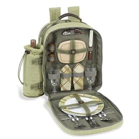 The Hamptons Picnic Backpack For Two - Olive Tweed