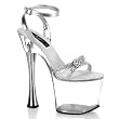 Pleaser Shoes Women��s CHARM-738, 7" Chromed Cone Heel Ankle Wrap Platform Sandal W/Rhinestone