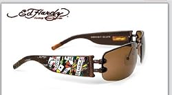 ED HARDY EHS 016 LOVER BOY TORTOISE FRAME BROWN LENS RIMLESS SUNGLASSES